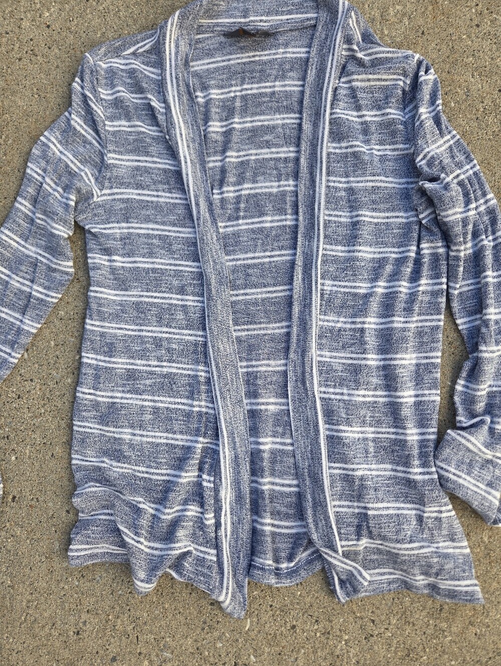 MIX by 41 Hawthorn Blue White Striped Open Front Cardigan M